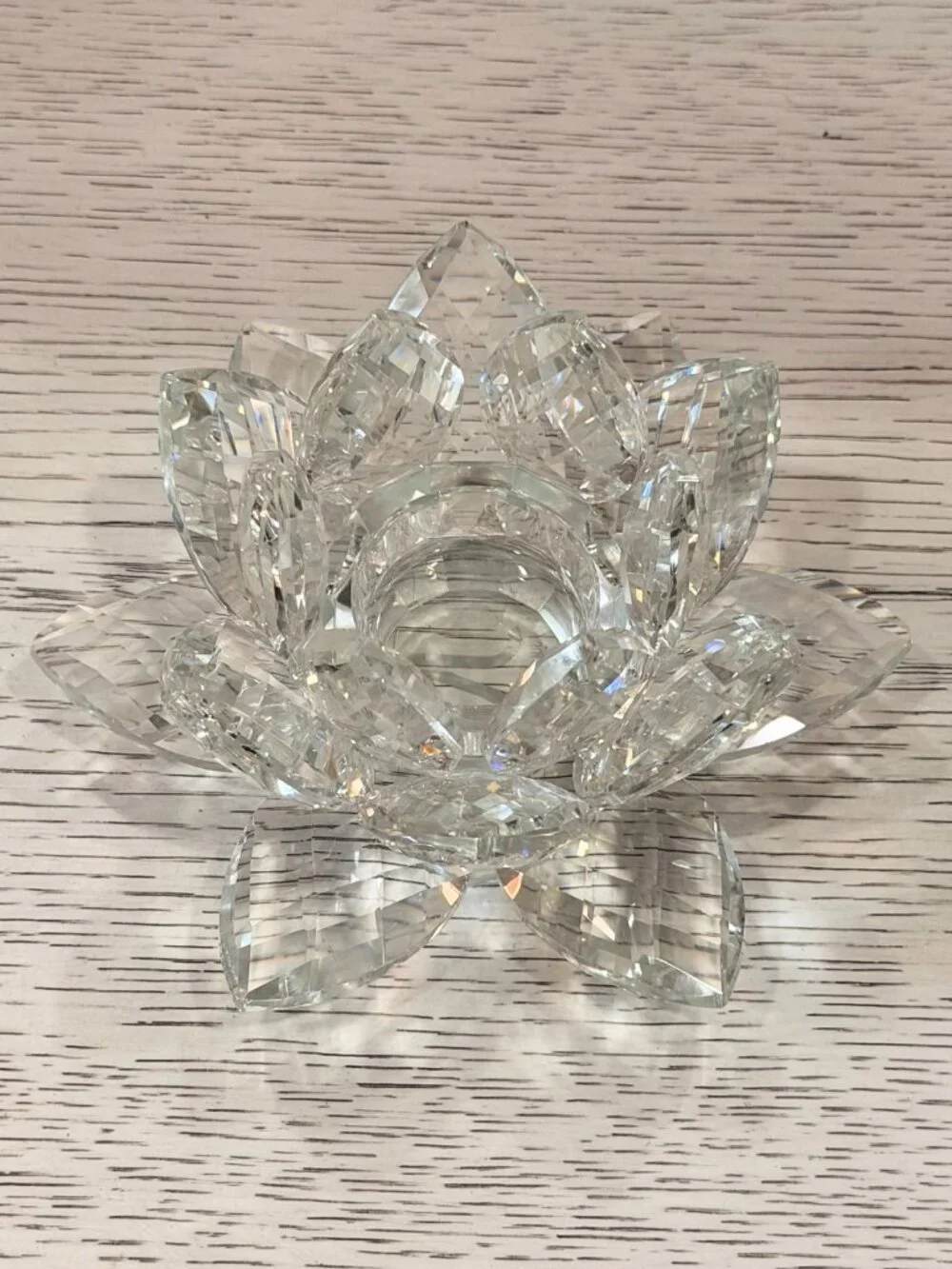 Large JM by Julien Macdonald Crystal Lotus Flower Votive TeaLight Candle Holder